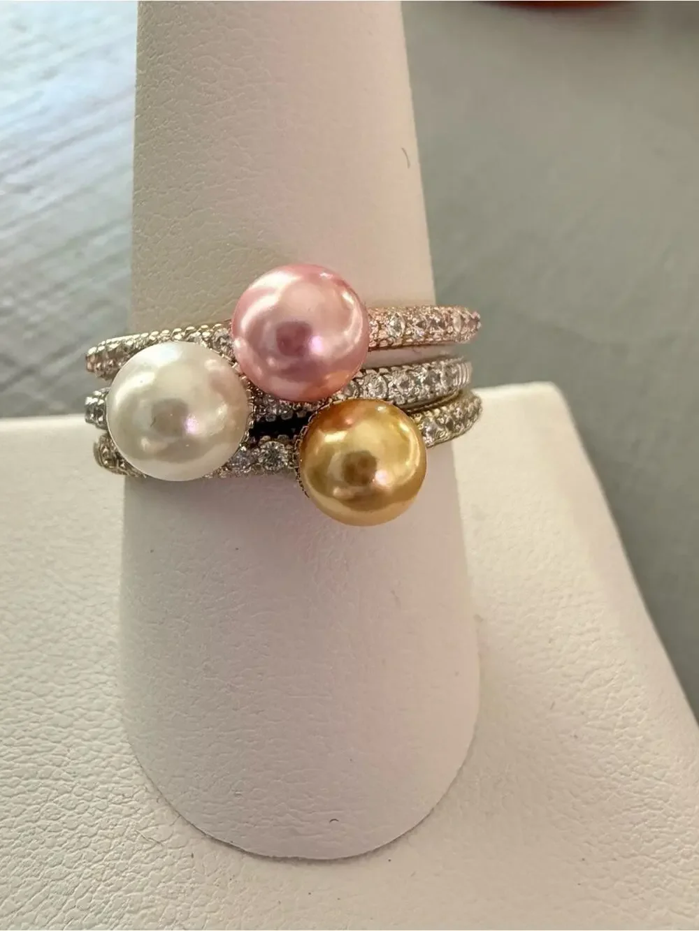 Judith Ripka 925 Sterling Silver Multi Tone Stacking Rings Size 10 NEW - Picture 1 of 8